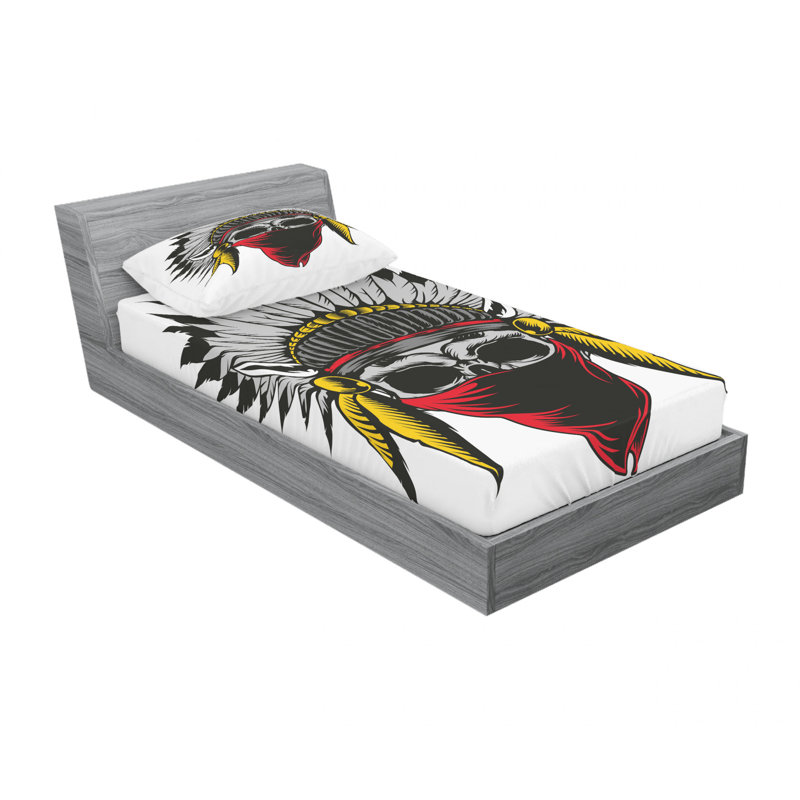 Ensemble de draps avec plumes crâne, Ensemble de draps pour lit simple TG avec drap-hou