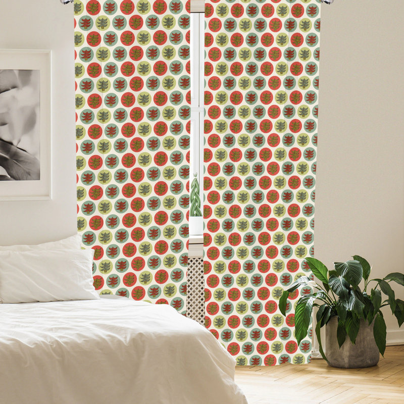 Abstract Spruces Multicolor Polyester Rod Pocket Curtain Panels, 28" x 95"