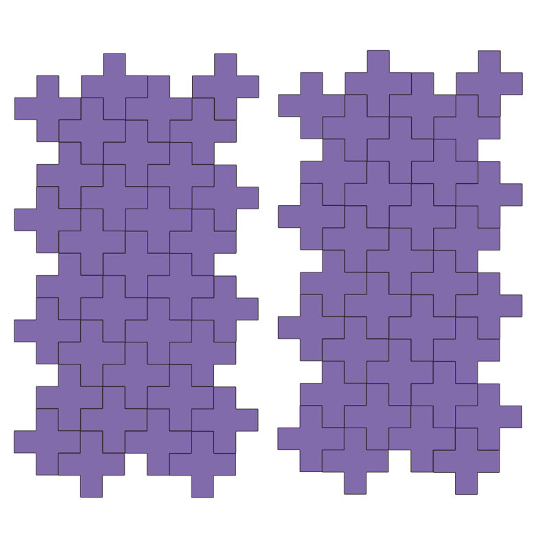 Décalcomanie murale à motifs croisés suisses, H 6 po x l 6 po x P 0,01 po, Lavande