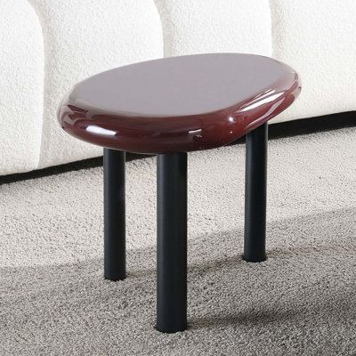 Oval End Table, Red High Gloss