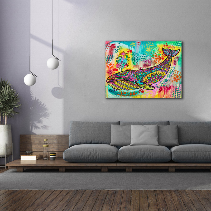 «Blue Whale» par Dean Russo, art mural sur toile, H 40 po x l 54 po x P 1,5 po