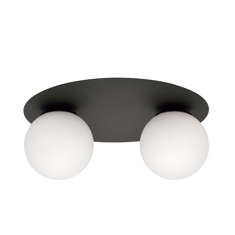 Glass Flush Mount, White, 20cm H x 40cm W x 40cm D