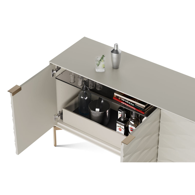 Ripple 79.5'' W Sideboard, Stone/Brushed Brass