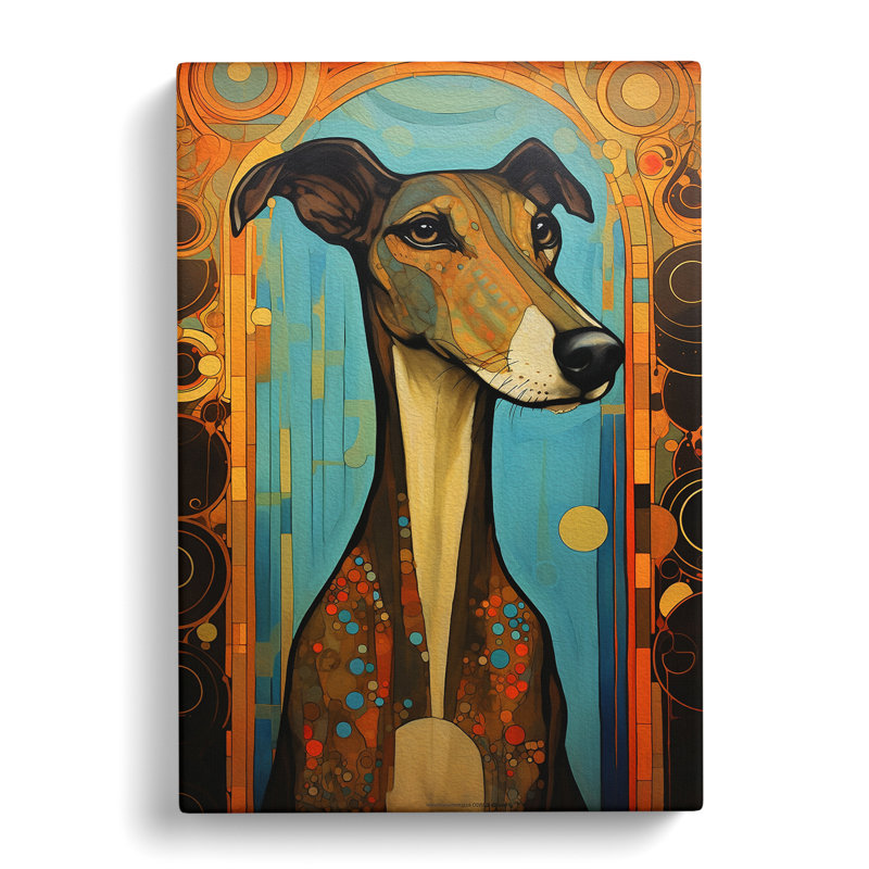 Greyhound Nouveau - Wrapped Canvas, 50cm H x 35cm W x 3cm D