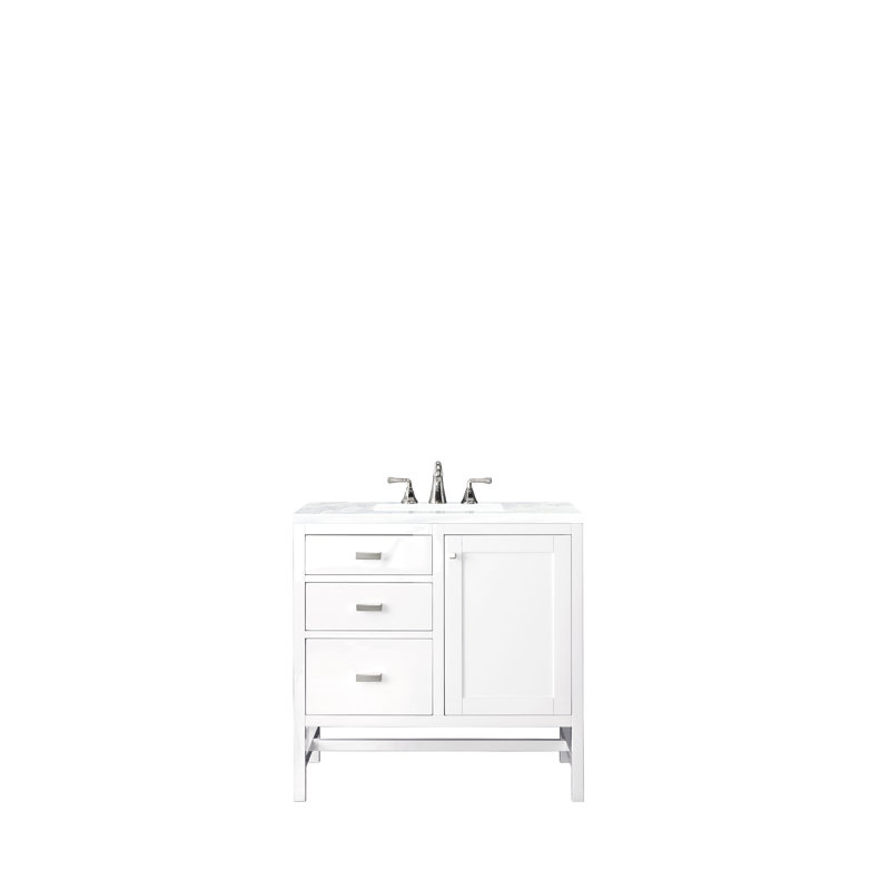 Addison 36'' W Vanity, Carrara White, 8" Widespread, Glossy White