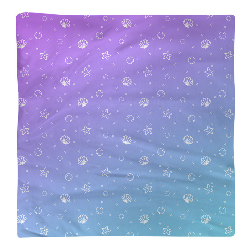 Serviette en coton à motif coquillage, Mauve / bleu sarcelle, Sergé de polyester, H 0,1 po x l 10 po x P 10 po