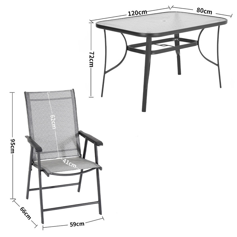 Dietame 4 - Person Patio Dining Set with Rectangular Table, Grey/Beige