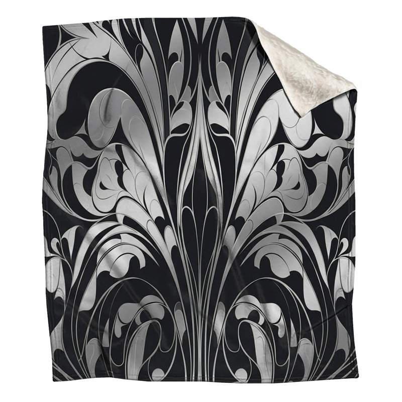 Black White Damask Blankets, 60in W x 80in H