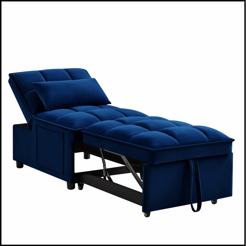 Canapé-lit simple capitonné avec dossier réglable et coussins, méridienne convertible pour une utilisation polyvalente