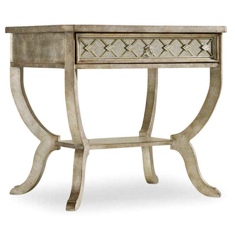 Silver Leaf Traditional 1-Drawer Nightstand with Mirror Top