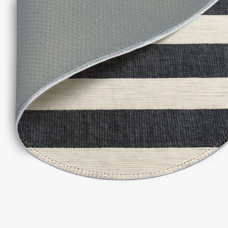 HorizontalStripes Beige Indoor and Outdoor Area Rug, Round 5'