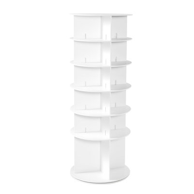 6 360 Revolving Shoe Rack, Lazy In White, Ideal For Family And Retail Stores, 4 Compartments, 21 Cm Inner Height, 40 Bottom Tier Boots, Made Of Wood - Plastic, Simple Assembly Process White Rotating