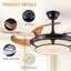 Ventilateur de plafond rétractable de 42 po avec lumière, ventilateur de lustre moderne à DEL avec télécommande, pales réglables à 6 vitesses, moteur à courant continu silencieux, éclairage à intensité variable pour le salon, la chambre à couc