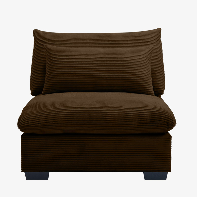 Fauteuil en velours côtelé, Velours côtelé brun