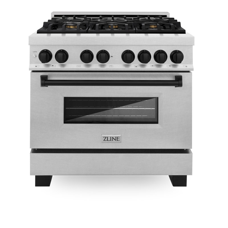 ZLINE Autograph Edition 36 po. 4,6 pi³ Cuisinière à gaz à deux brûleurs avec four à convection électrique en acier inoxydable satiné Legacy