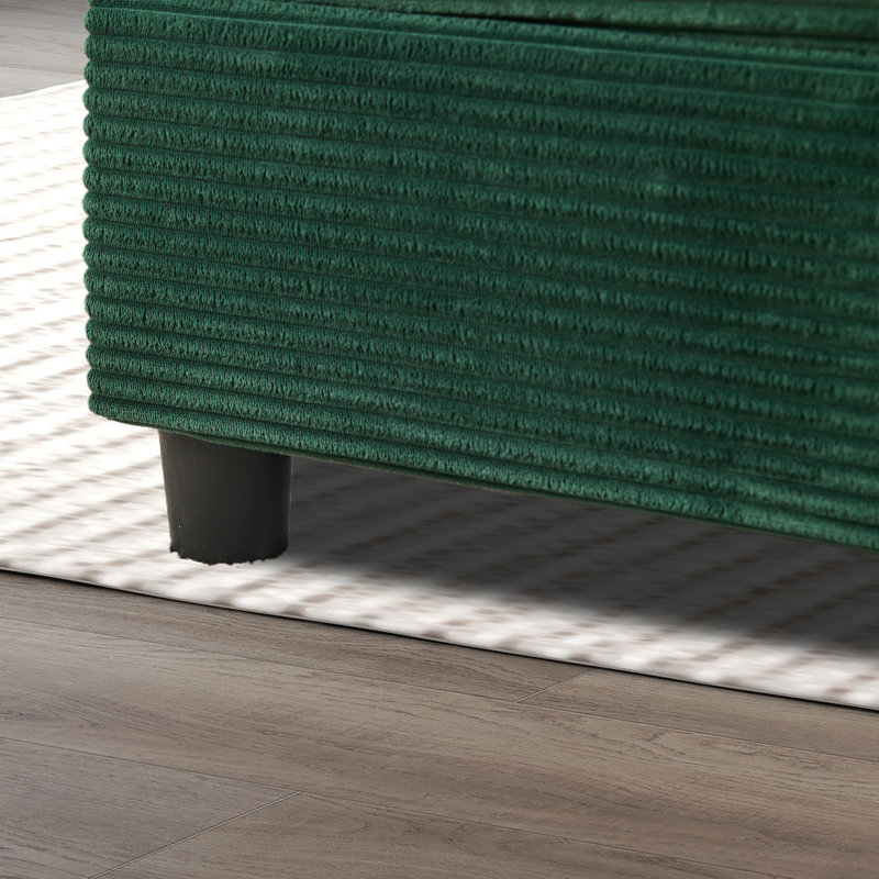 Chaise longue avec repose-pieds de rangement amovible, Vert