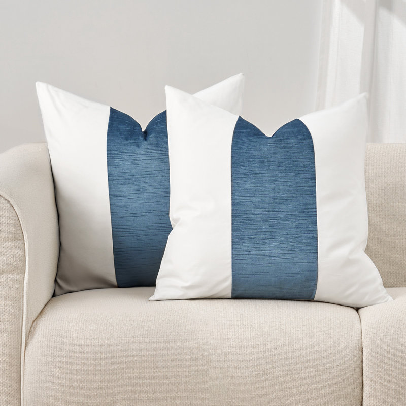 Ensemble de 2 housses de coussin en velours, Bleu Sonoma, Carré de 22 po