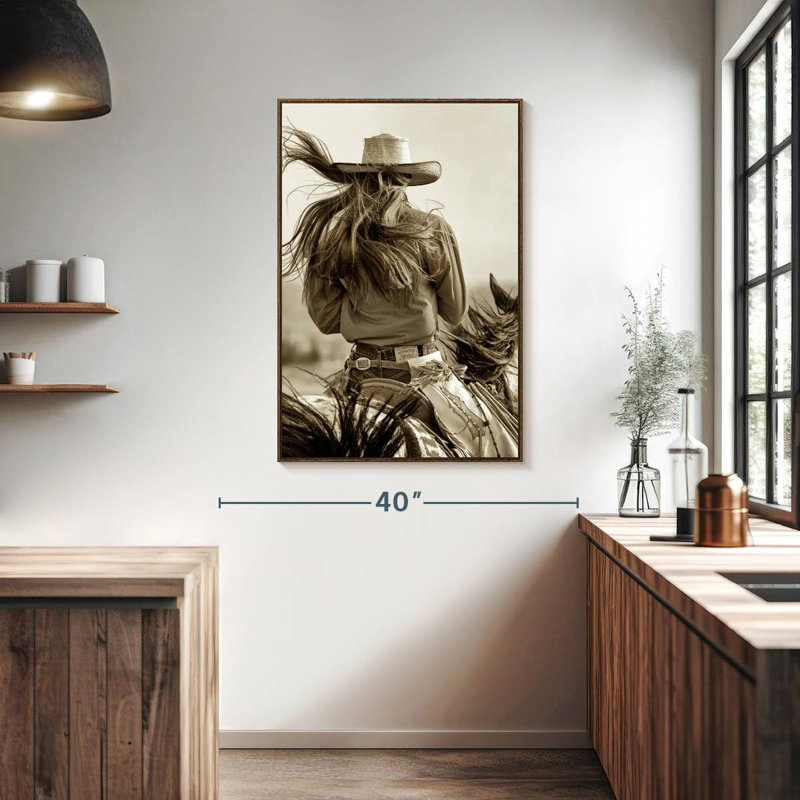 Sépia Cowgirl, Floating Frame Walnut, 27" x 40"