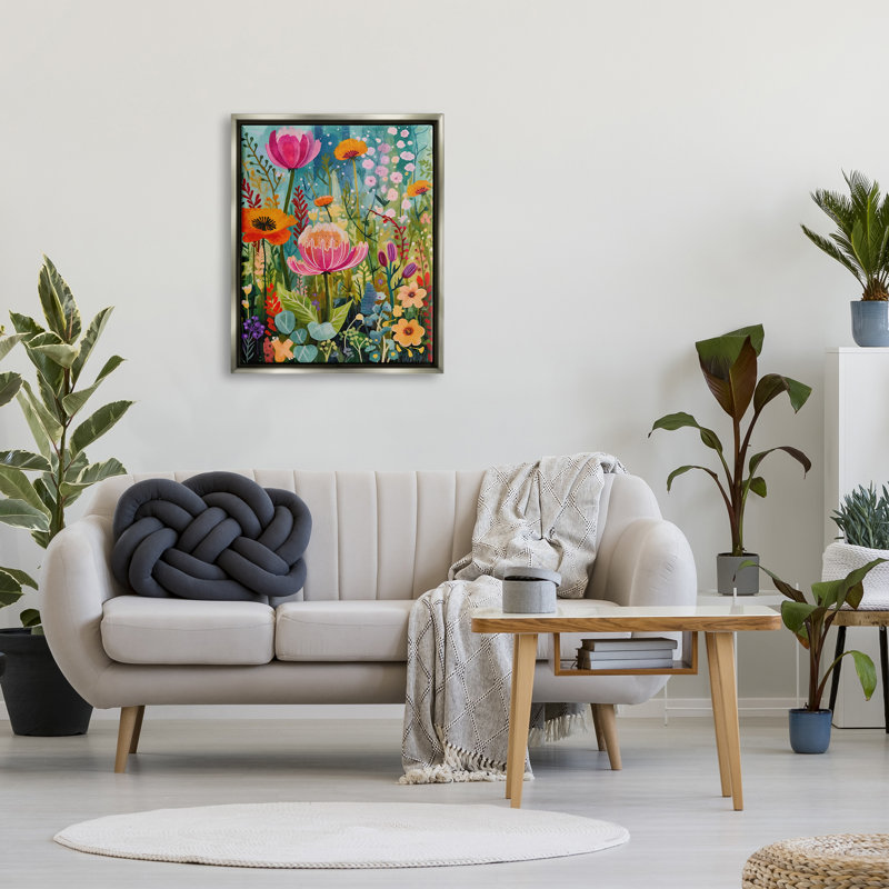 Peinture florale fantaisiste sur bois, Estampe numérique Farmhouse, H 14 po x l 11 po x P 1,5 po