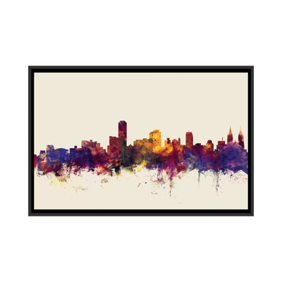 Skyline Series: Adelaide, Australie sur beige, reproduction d'art sur toile tendue