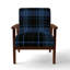 Fauteuil d'appoint rembourré à motif tartan vert et orange Fetullah-384490241-384490491