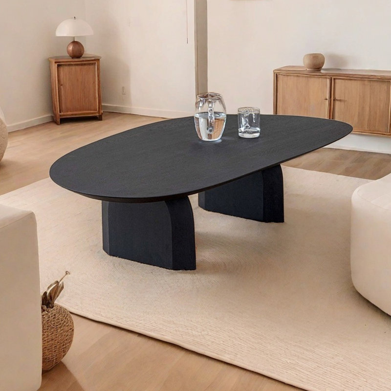 Solid Wood Coffee Table Minimalist Design, Black