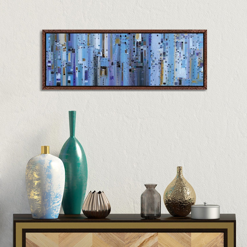 Modern Structures by Ekaterina Ermilkina - Panoramic Print on Canvas, Classic Brown Wood Framed, 30.48 cm H x 91.44 cm W