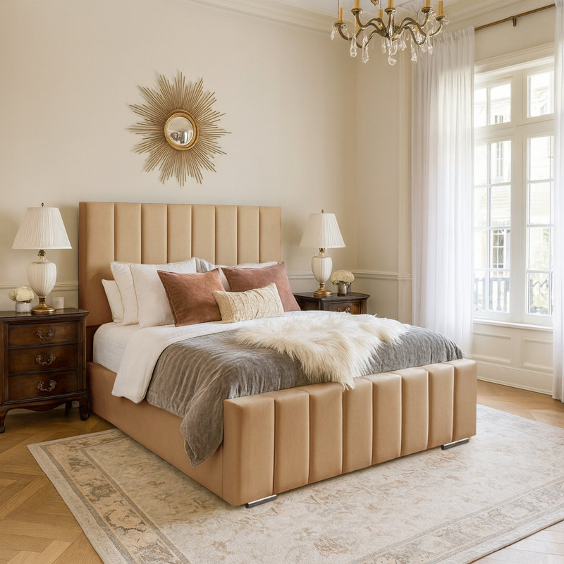 Arlon Upholstered Bed, Double (4'6), Beige