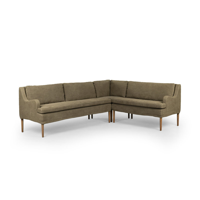 Aurelia Modular 3-Piece Slipcover Sectional, Broadway Olive Linen, 34.5" H x 99" W x 76" D, Right Hand Facing