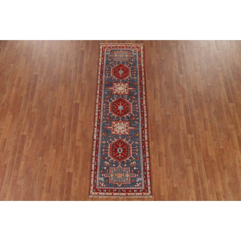 Tapis de couloir indien bleu 3x8