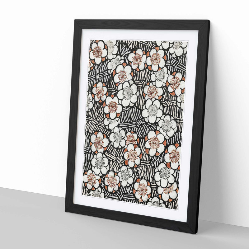 Floral Pattern by Watanabe Seitei - Picture Frame Graphic Art Print, Black, 50cm H x 35cm W x 2cm D