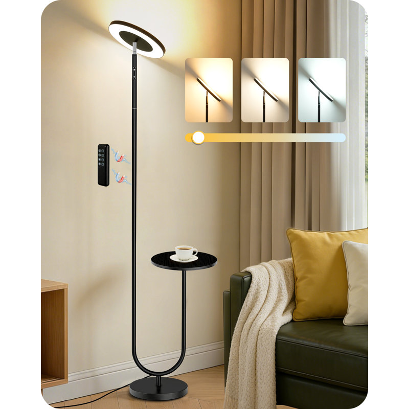 63" Dimmable LED Tray Table Floor Lamp Standing Lamp with Table Remote Control