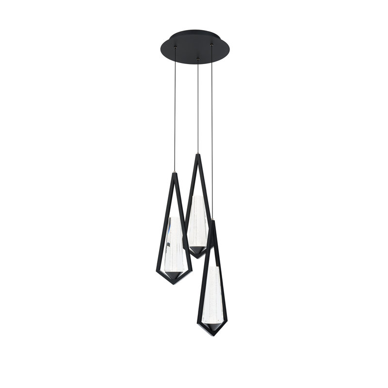 Devotion LED Pendant, 3 Lights,  18" H x 12" W x 12" D, Black