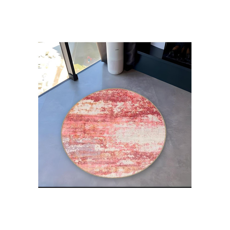 Tapis rond lavable à la machine, Sous-tapis rond 4 pi 11 po inclus