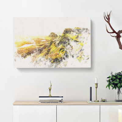 Road Through The Isle Of Skye In Scotland Watercolour - Wrapped Canvas Print