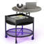 Table basse à plateau relevable avec lumières à DEL RVB, table de rangement roulante avec roulettes verrouillables pour le salon-1886028846