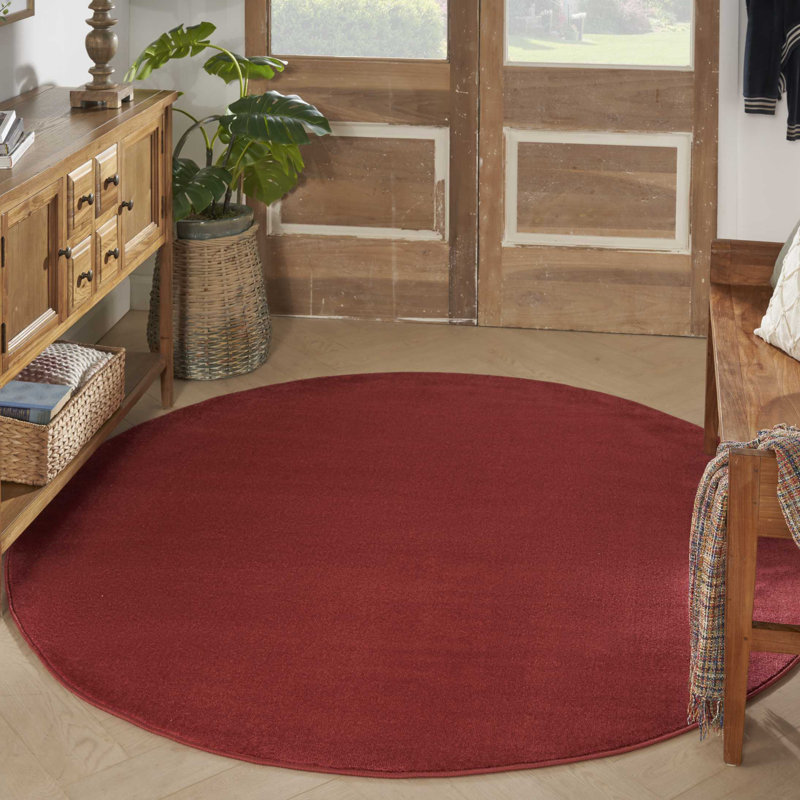Tapis intérieur / extérieur rouge Mullican Sandy, Rond 6 pi