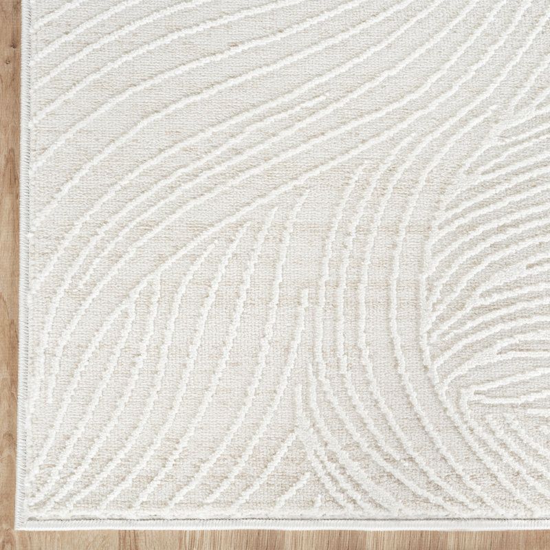 Abani Rugs Verona VER110A Modern Ivory Tone-on-Tone Wave Texture Minimalist Area Rug, Rectangle 7'9" x 10'2"
