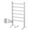 Chauffe-serviettes électrique à 6 barres, support à serviettes chauffant à brancher 105W avec minuterie 2 / 4H, IP56 imperméable, aluminium, autoportant ou mural - Accessoire de salle de bain pour la maison, spa, argent