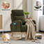 Fauteuil berçant rembourré Comfy Green Teddy avec pieds en bois massif, poche latérale et dossier haut pour le salon-605185131