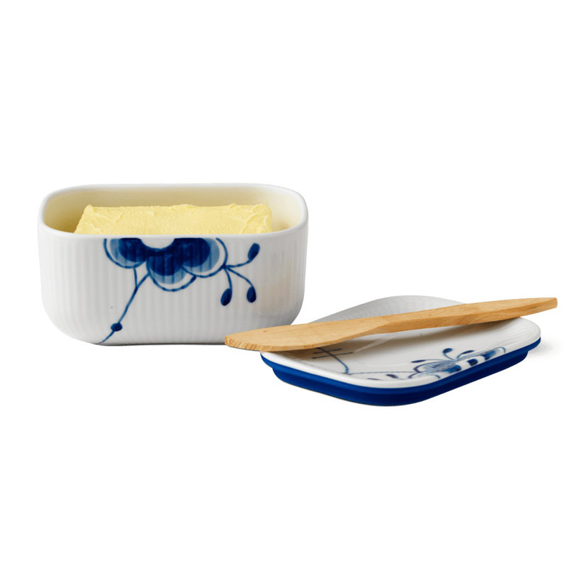 Royal Copenhagen White/Blue Fluted Mega Butter Dish