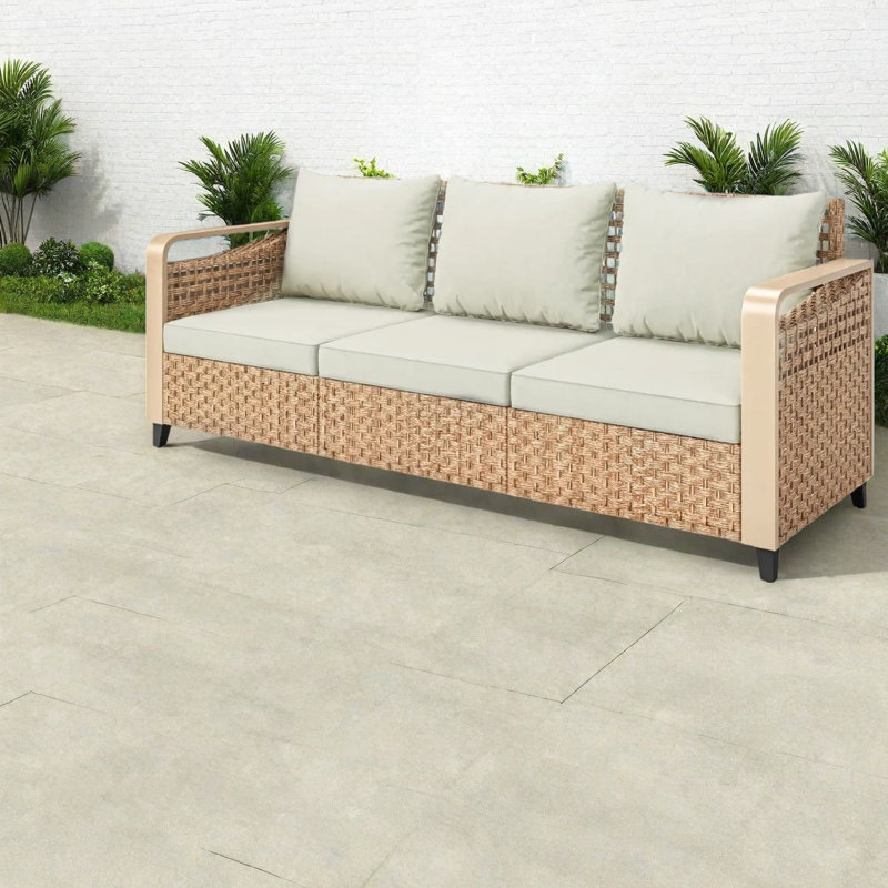 Spacious Modern Patio Sofas, Durable Metal Rattan Design For Poolside