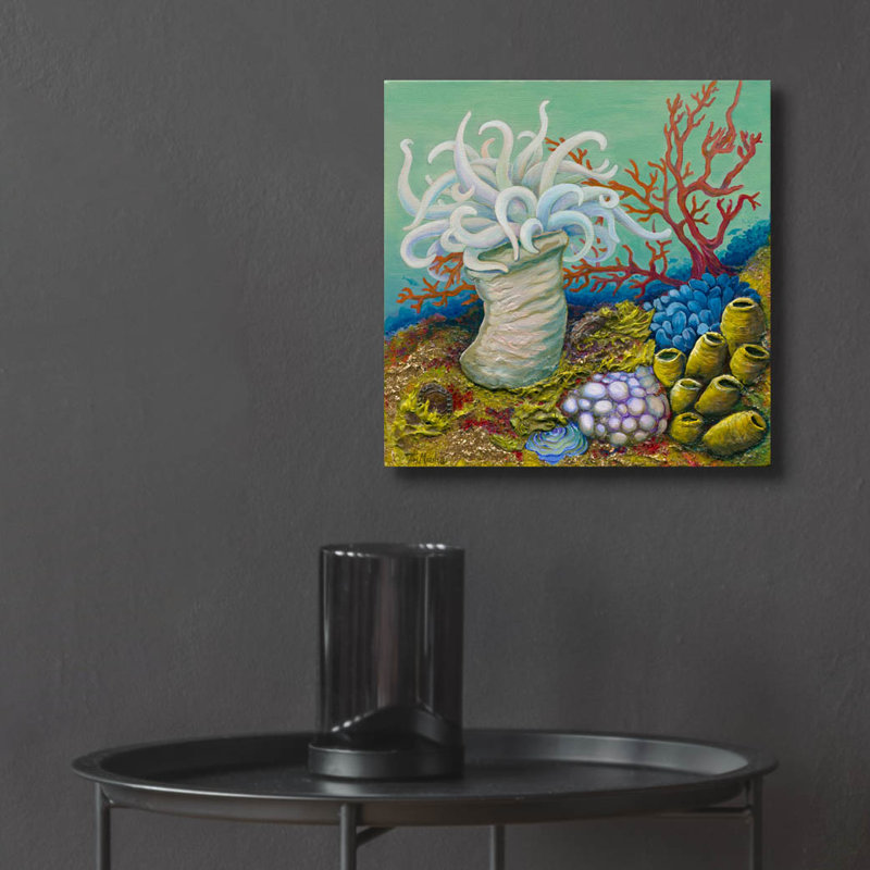 «Anemone Ballet» par Tim Marsh, art mural en verre acrylique, H 12 po x l 12 po x P 0,13 po