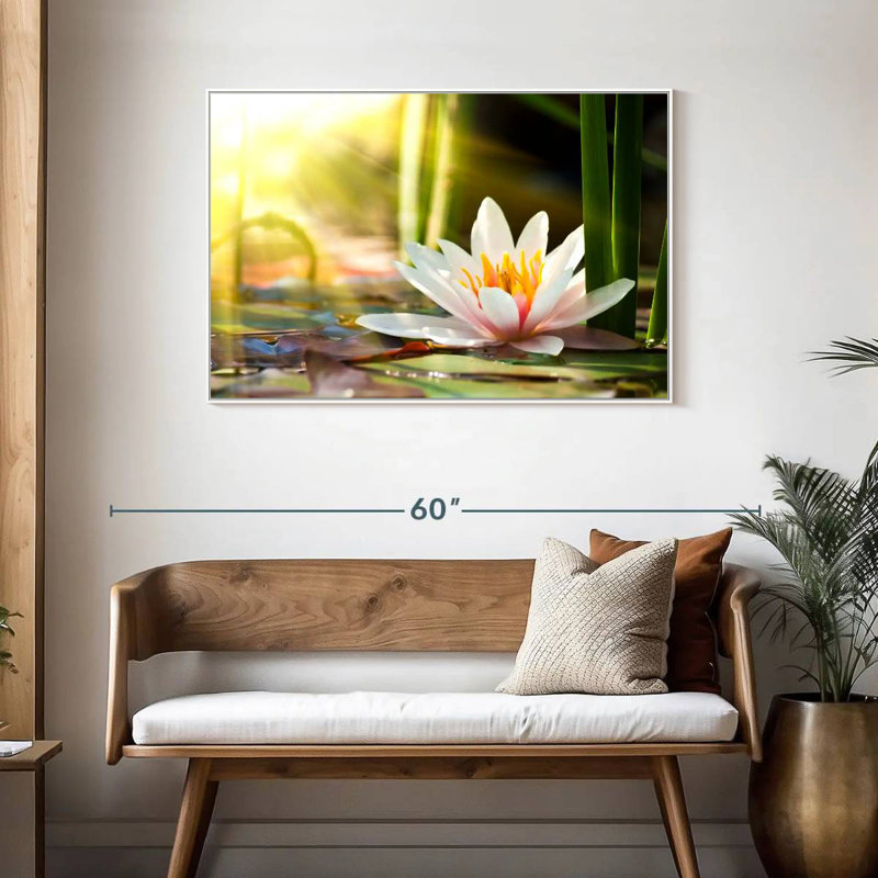 Nénuphar ensoleillé, Cadre flottant blanc, 43 po x 29 po