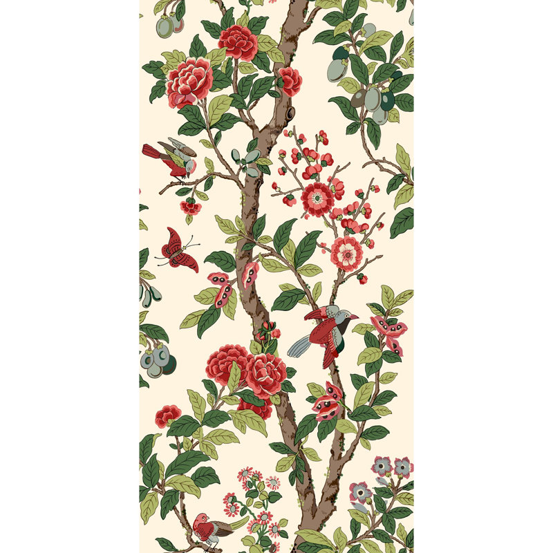 Eldon Floral Non-Woven Wallpaper Roll, Red;Green