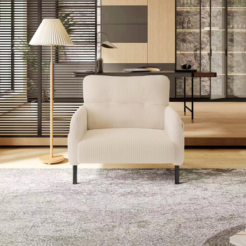 Fauteuil rembourré, fauteuil d'appoint pour le salon et la chambre à coucher, Beige
