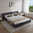 Queen Size Chenille Upholstered Low Bed Frame,   Platform Bed With Wingback Headboard-128224091-108516278