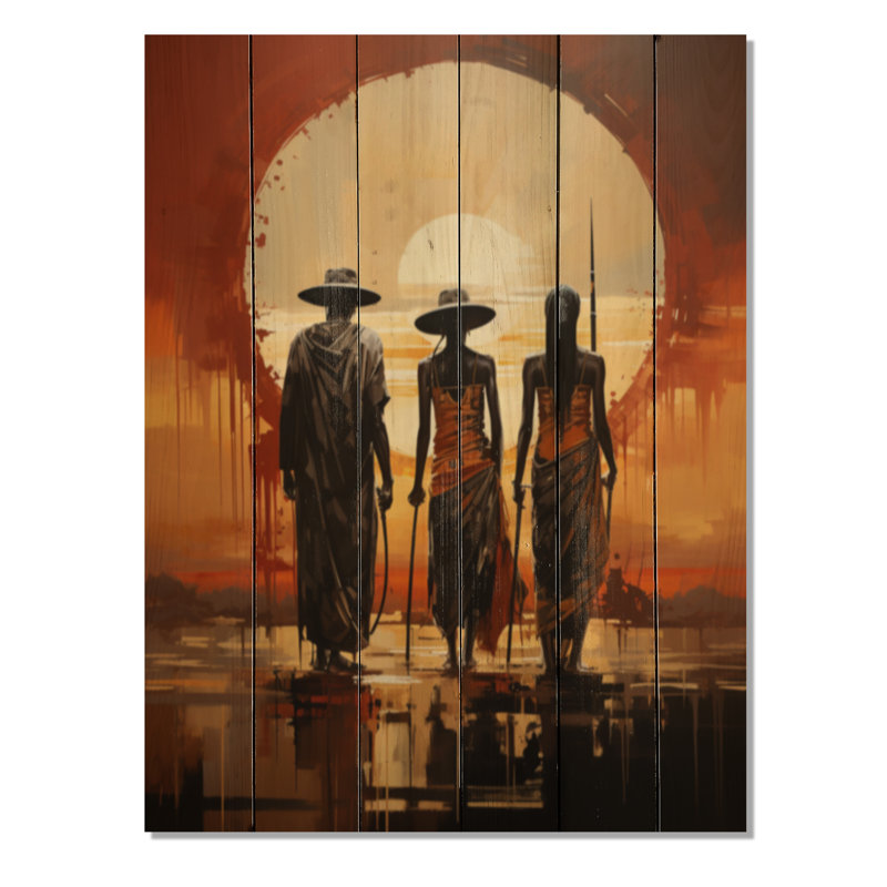 Art amérindien, vision tribale II sur bois, H 32 po x l 24 po x P 0,78 po