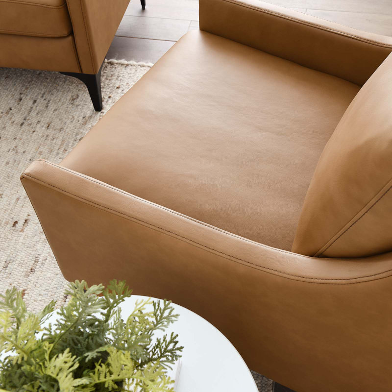 Fauteuil en cuir Corland, Simili cuir brun clair