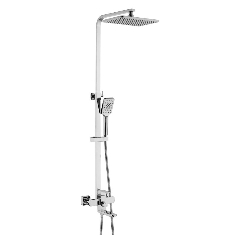 Wall Mounted 3-Function Exposed Complete Shower System With Handheld Shower And Tub Faucet, Polish Chrome